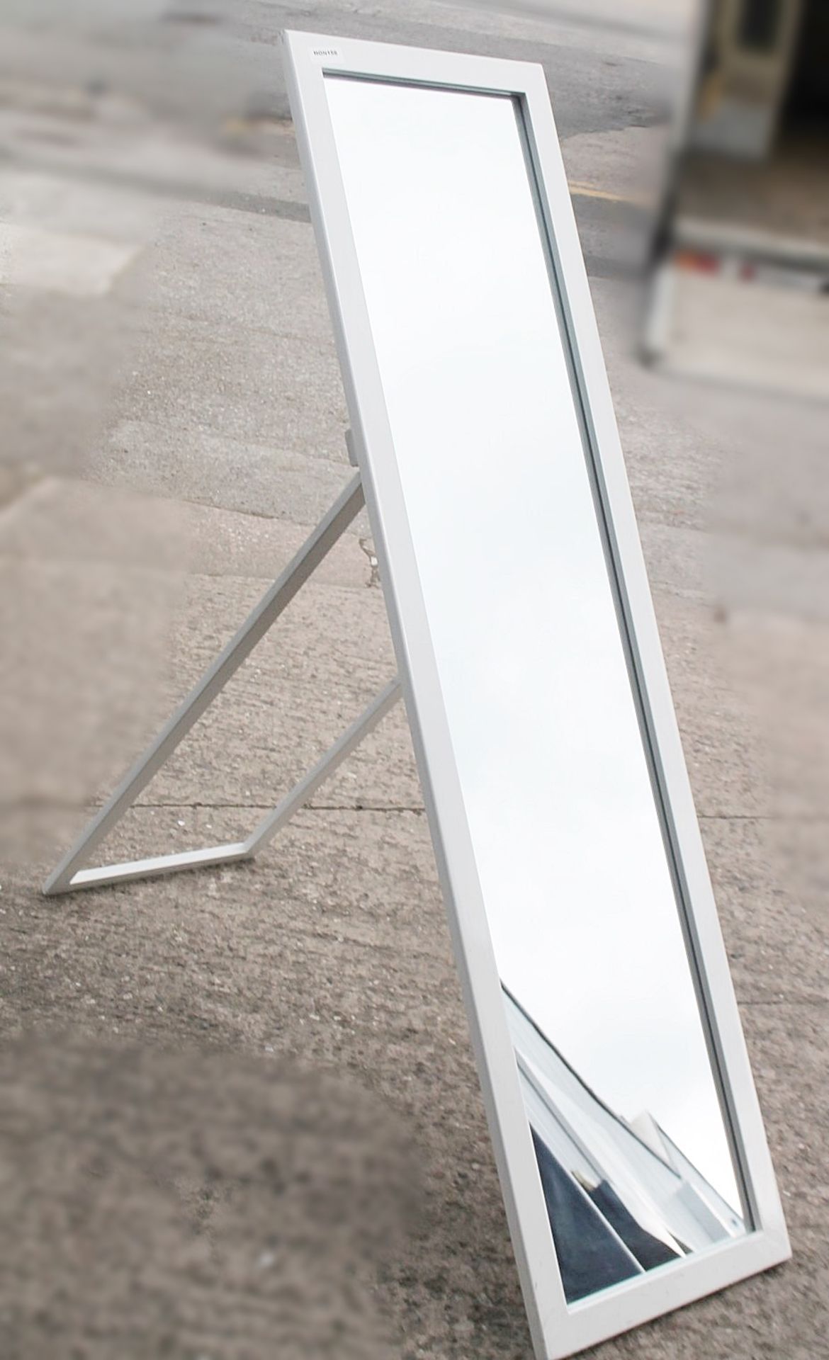 1 x 1.5-Metre Tall Floorstanding Mirror In White - Recently Removed From A Designer Bridal - Image 2 of 3