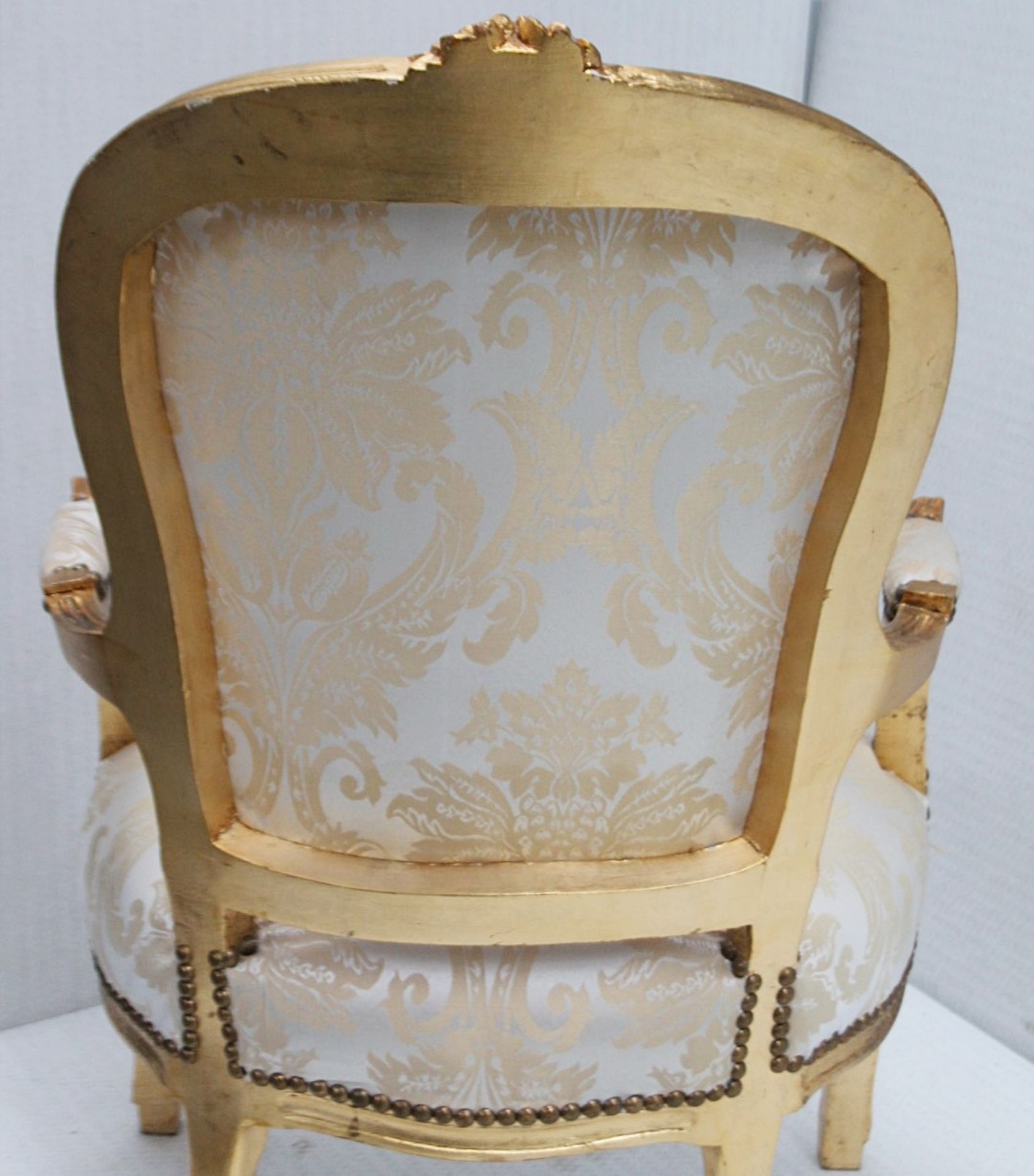 1 x Regency-Style Upholstered Chair In Gold & Silver With Ornate Carved Detailing - Recently Removed - Image 10 of 11