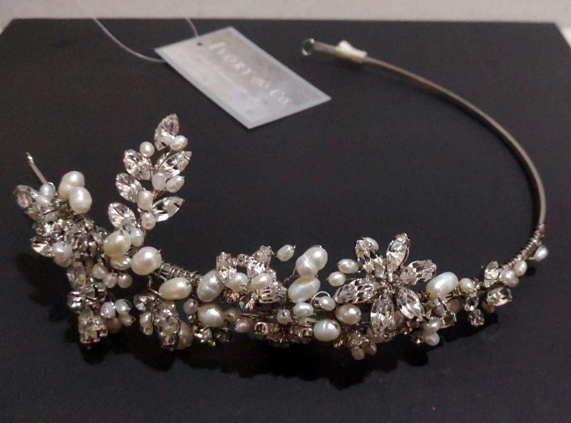1 x Ivory & Co 'DIOR' Bridal Headpiece Wedding Tiara Featuring A Dazzling Rhodium Crystal And Pearl - Image 8 of 12
