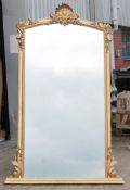 1 x Impressive 2.1-Metre Tall Showroom Miror With Gilt Finish - Recently Removed From A Designer