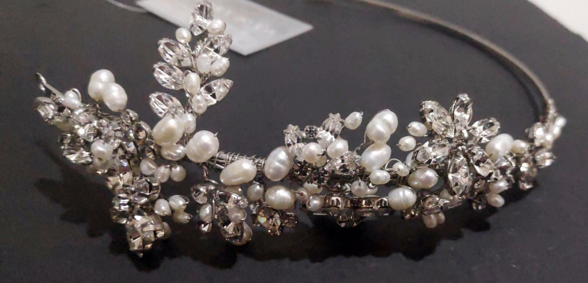 1 x Ivory & Co 'DIOR' Bridal Headpiece Wedding Tiara Featuring A Dazzling Rhodium Crystal And Pearl - Image 5 of 12