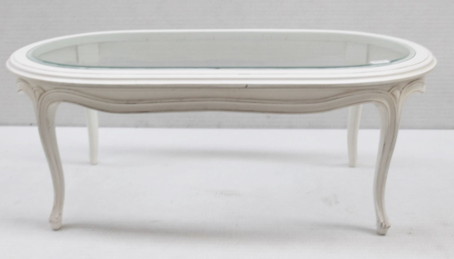 1 x Glass Topped Oval Table - Recently Removed From A Designer Bridal Boutique - Ref: HON162/G- - Image 2 of 6