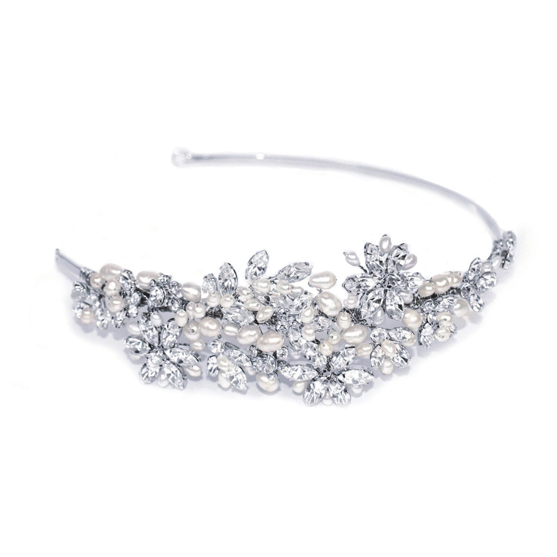 1 x Ivory & Co 'DIOR' Bridal Headpiece Wedding Tiara Featuring A Dazzling Rhodium Crystal And Pearl - Image 2 of 12