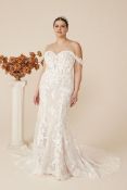1 x Justin Alexander Lace Fit and Flare Bridal Gown With Illusion Bodice - UK Size 20 - RRP £1,750