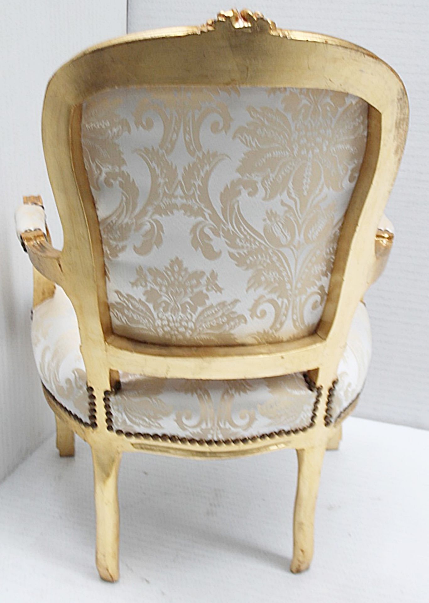 1 x Regency-Style Upholstered Chair In Gold & Silver With Ornate Carved Detailing - Recently Removed - Image 6 of 11