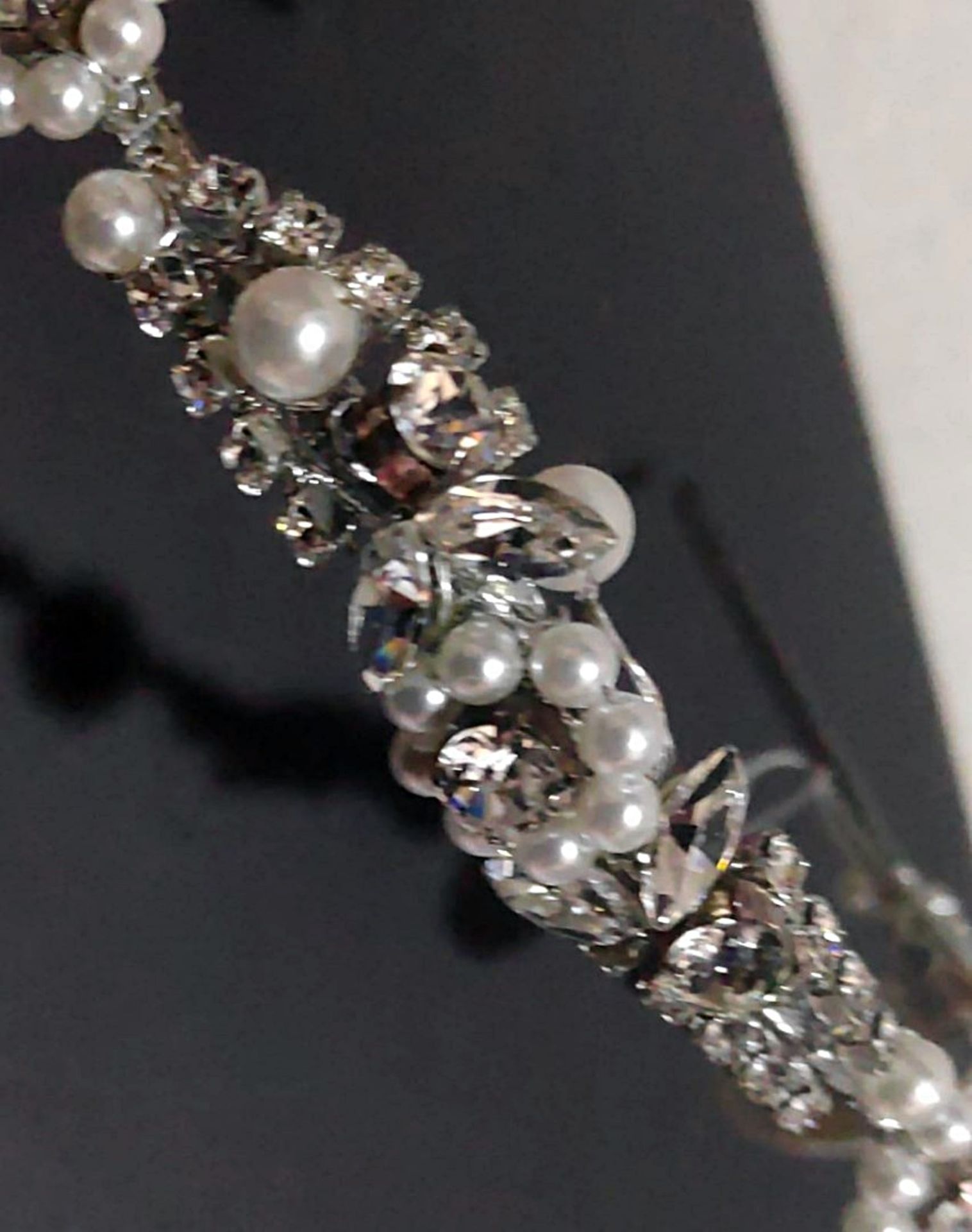 1 x Liza Vintage Art-Deco Inspired Pearl And Crystal Bridal Headband Tiara With Swarovski Elements - Image 4 of 6