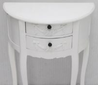 1 x Half-Moon 2-Drawer Table In White - Recently Removed From A Designer Bridal Boutique - Ref: