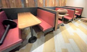 5 x Restaurant Leather Seating Booths With Oak Tables - Includes 10 x Seating Booths & 5 x Tables