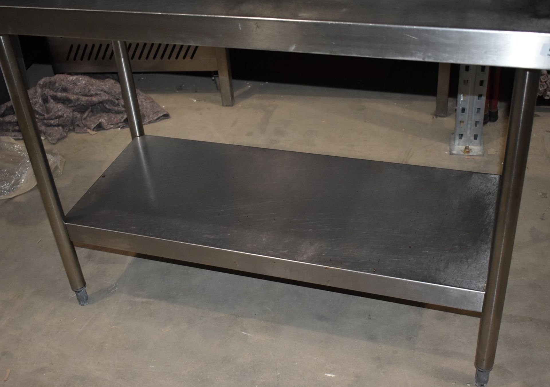 1 x Stainless Steel Prep Table With Undershelf - Dimensions: H90 x D120 x D60 cms - Image 4 of 5