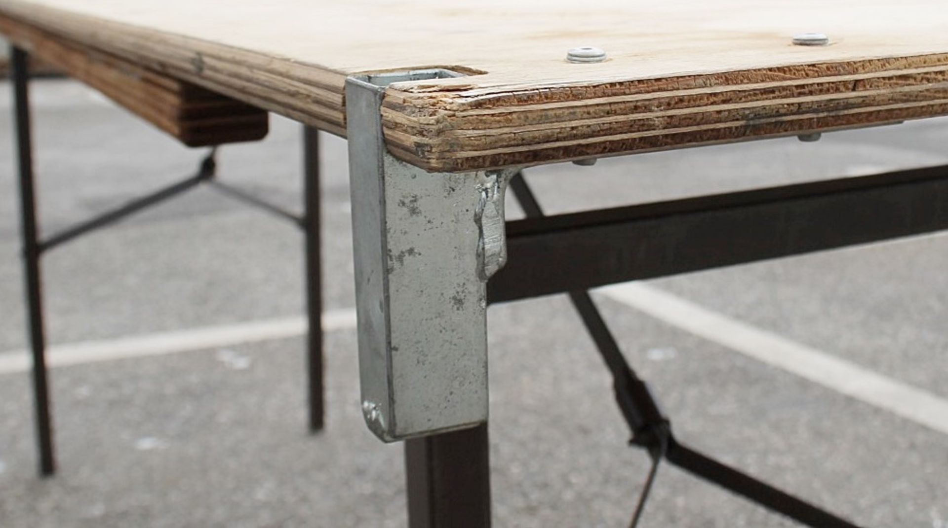 1 x Folding 6ft Wooden Topped Rectangular Trestle Table - Recently Removed From A Well-known - Image 4 of 6