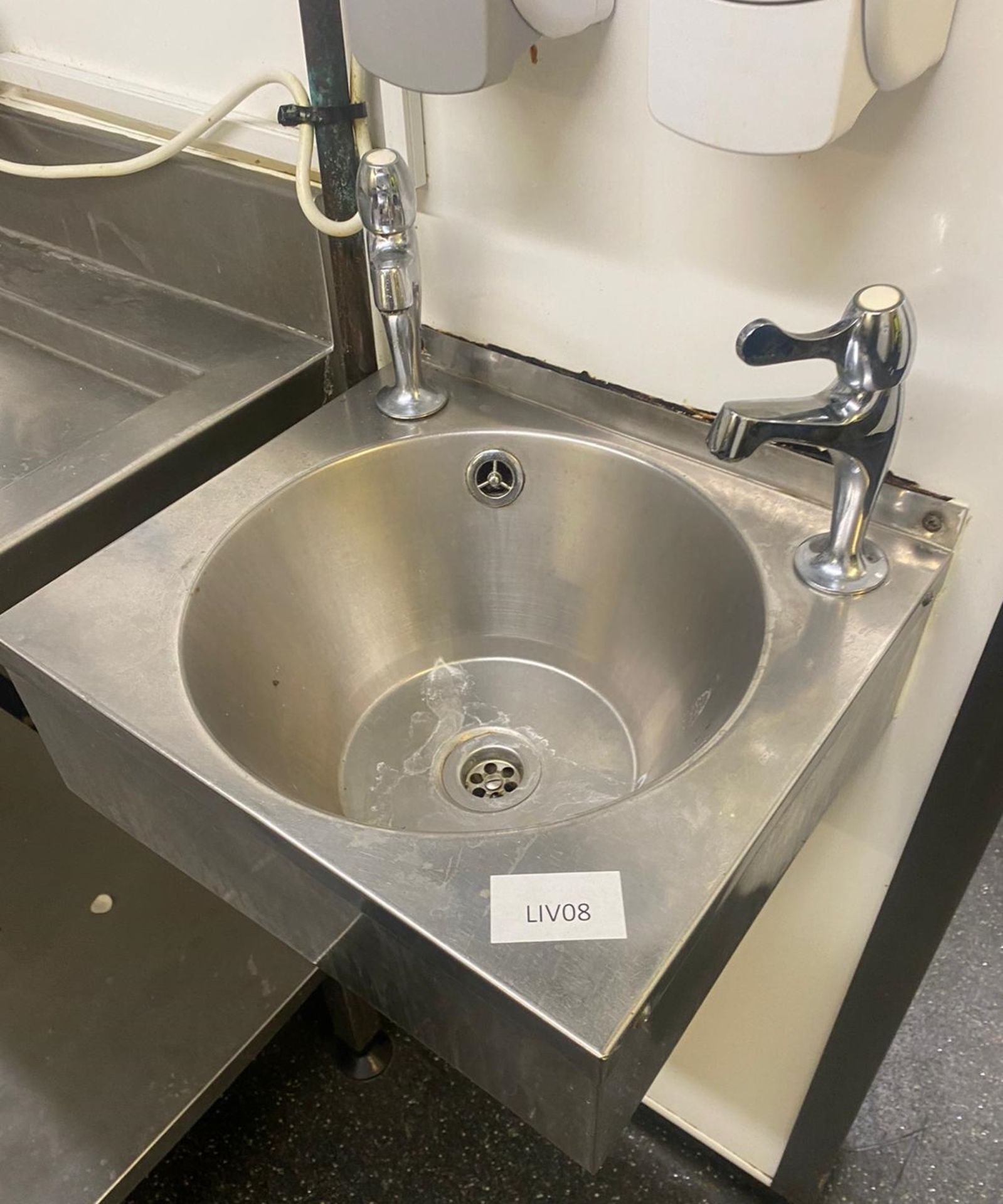 1 x Wall Mounted Stainless Steel Hand Wash Basin With Hot and Cold Water Taps - Image 2 of 3