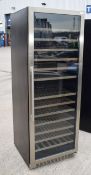 1 x Montpellier Upright Wine Cooler With Stainless Steel Finish and Blue LED Lights