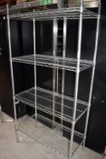 1 x Vogue Commercial Kitchen Wire Storage Shelf With Chrome Finish - Dimensions: H186 x W90 x D46cm