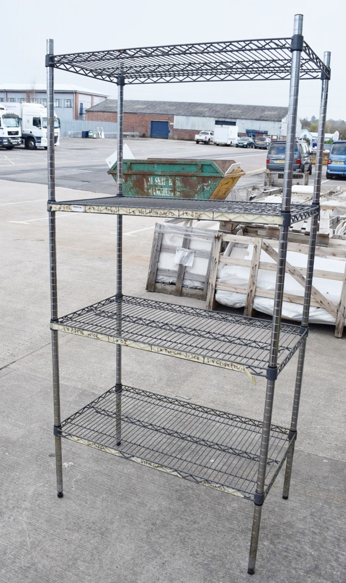 1 x Commercial Kitchen Wire Storage Shelf - Dimensions: H128x W90 x D50 cms - CL740 - Ref: - Image 2 of 5