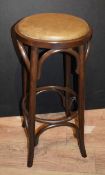 6 x Restaurant Barstools With Curved Wood Footrests and Leather Seat Pads - Recently Removed From