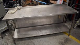 1 x Stainless Steel Prep Table With Closed Back, Undershelf and 240v Plug Box - H87 x W180 x D60 cms