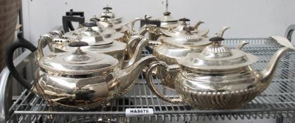 10 x Assorted Antique Silver-Plated Teapots - Recently Removed From A Well-known London Department