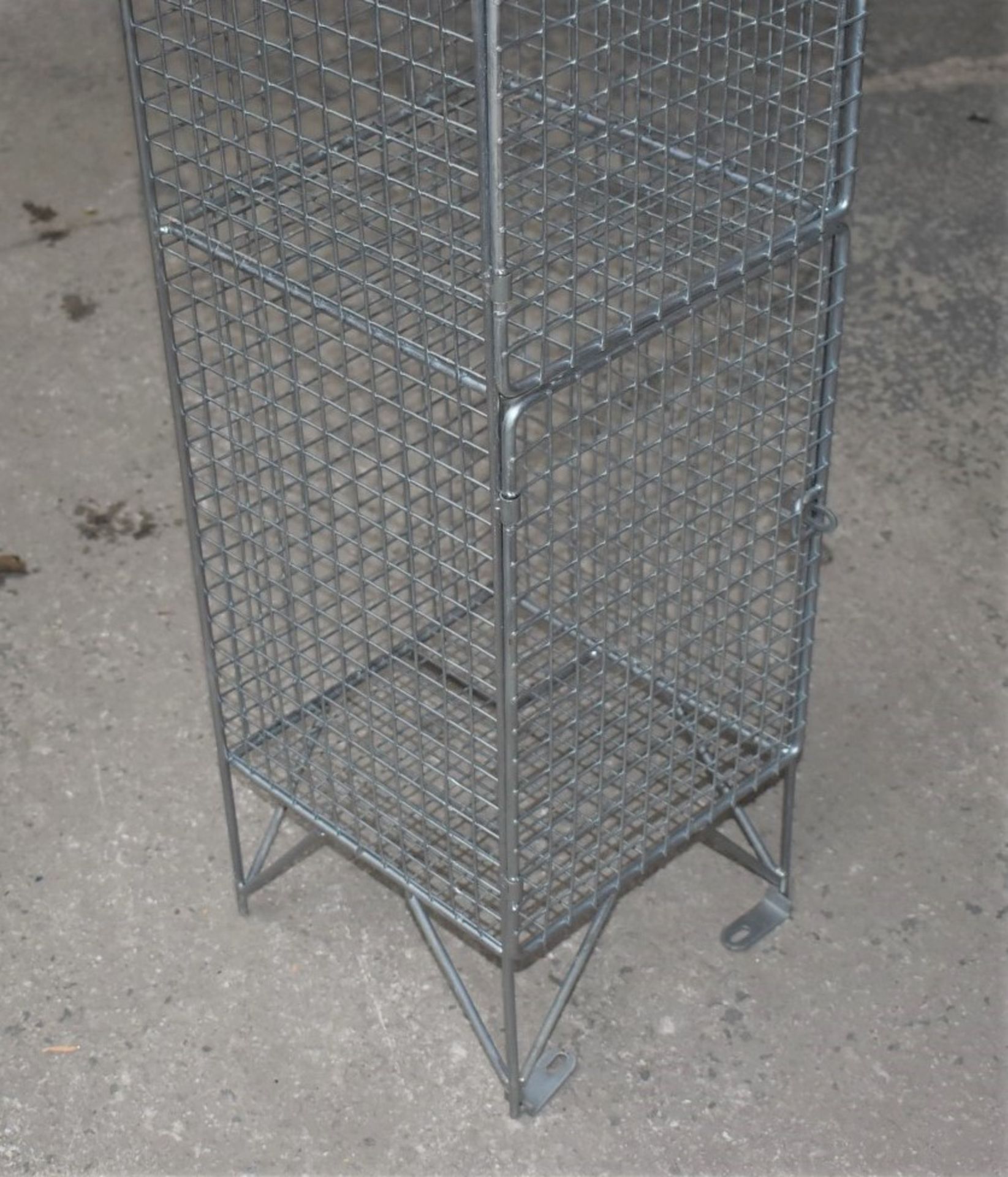 1 x Wire Mesh Cage Lockers With Four Locker Compartments - Dimensions: H193 x W30 x D32 cms - Ref: - Image 10 of 11