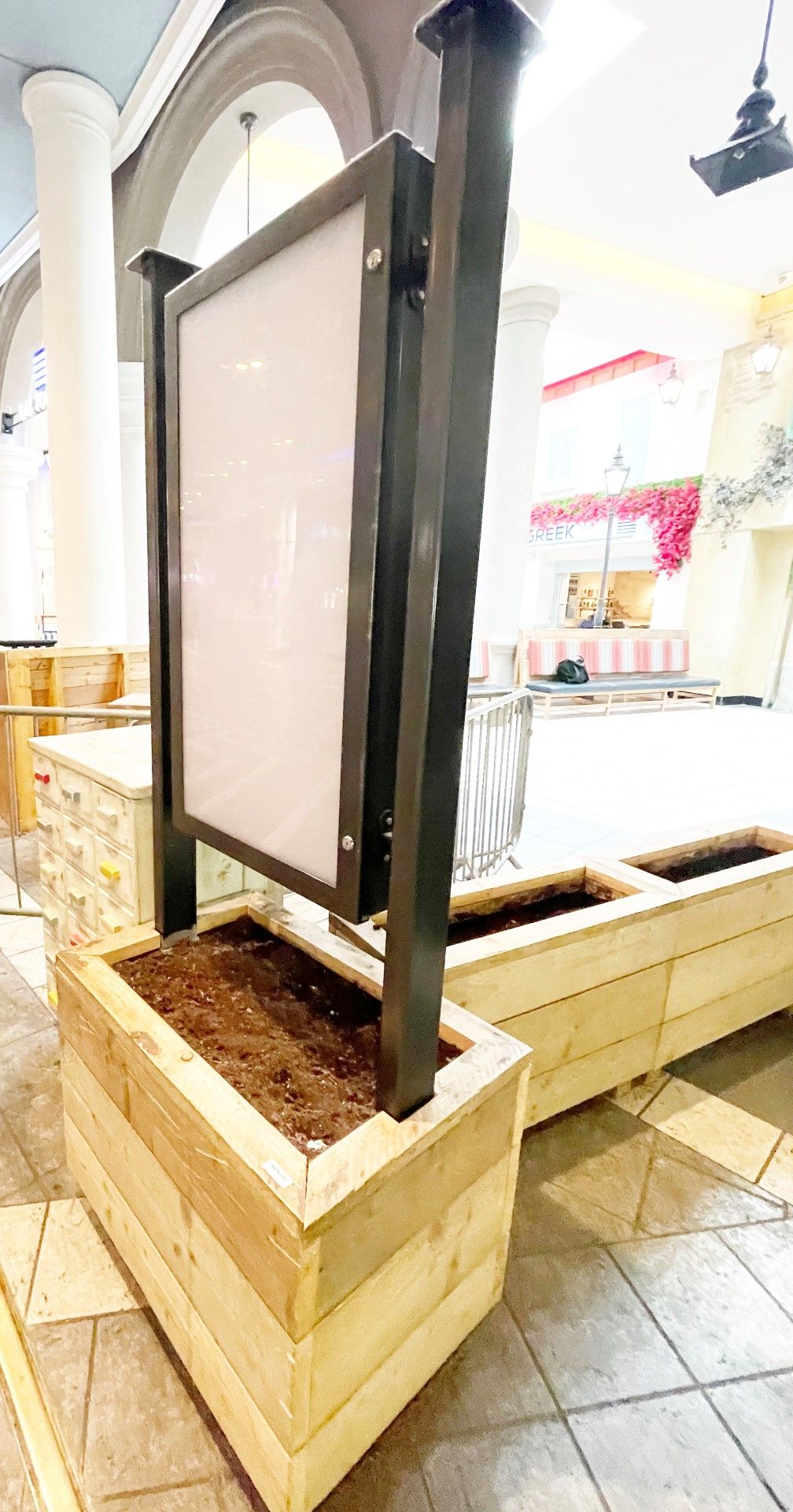 1 x Restaurant Menu Board on a Freestanding Timber Planter - Dimensions: H220 x W89 x D59 cms - Image 2 of 8