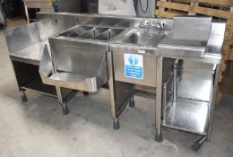 1 x IMC Bartender Modular Stainless Steel Backbar Unit - Hand Wash, Sink Units, Ice Well & Prep Area