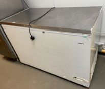 1 x Commercial Chest Freezer With Stainless Steel Top - Recently Removed From a Restaurant