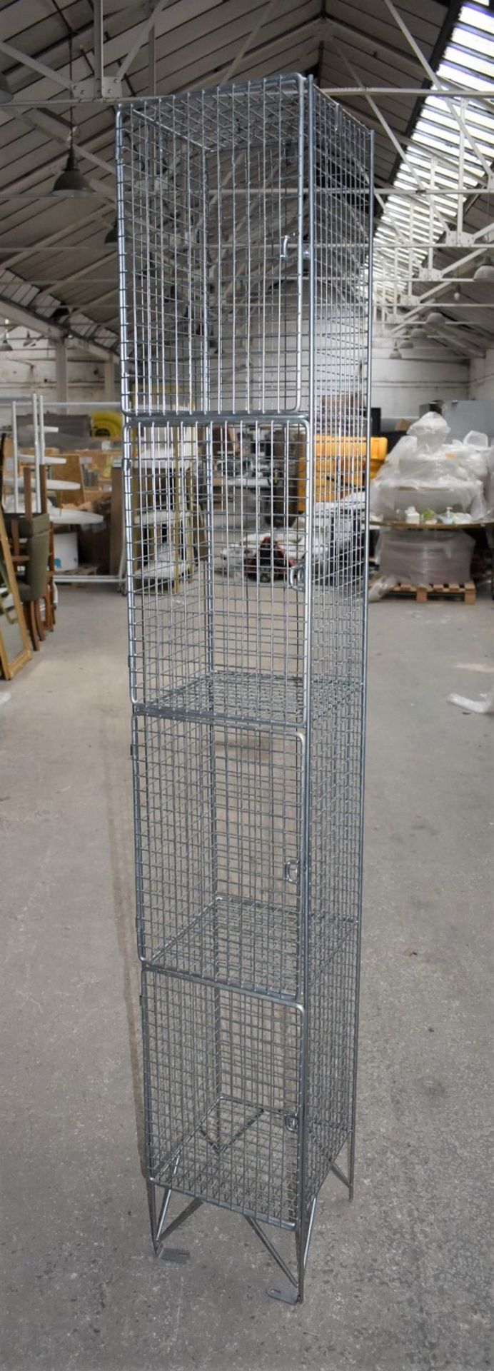 1 x Wire Mesh Cage Lockers With Four Locker Compartments - Dimensions: H193 x W30 x D32 cms - Ref: - Image 8 of 11