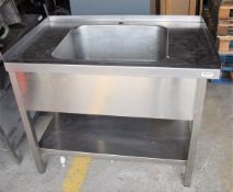 1 x Large Stainless Steel Single Bowl Sink Unit - 105.5cm (L) x 65cm (D) x 91.5cm (H) - JMCS105 -