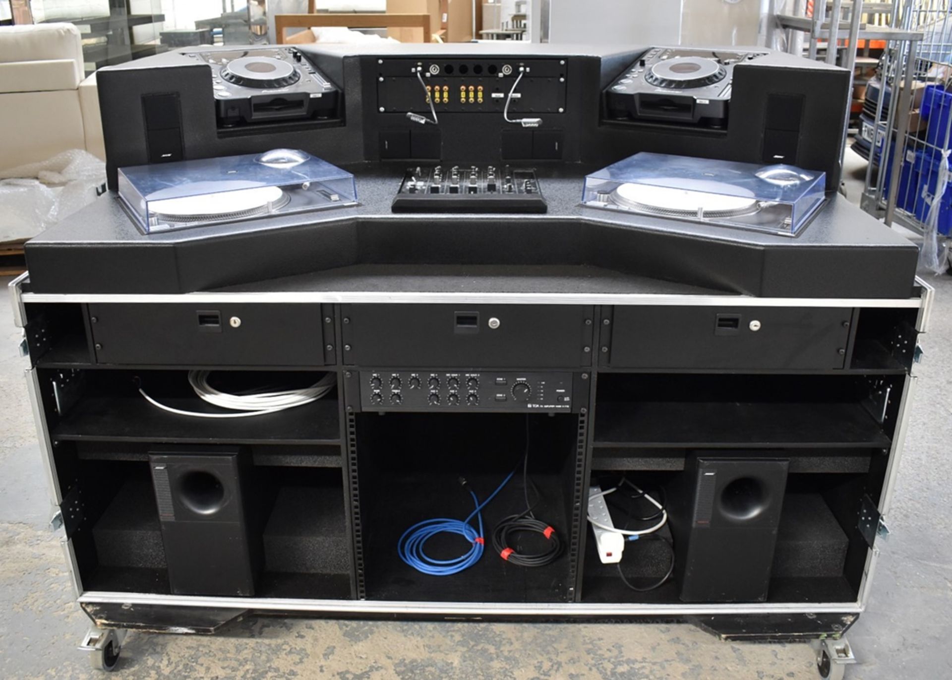 1 x Mobile DJ Booth in Shock Solutions Flight Case - Features Equipment By Pioneer, Technics & Bose!