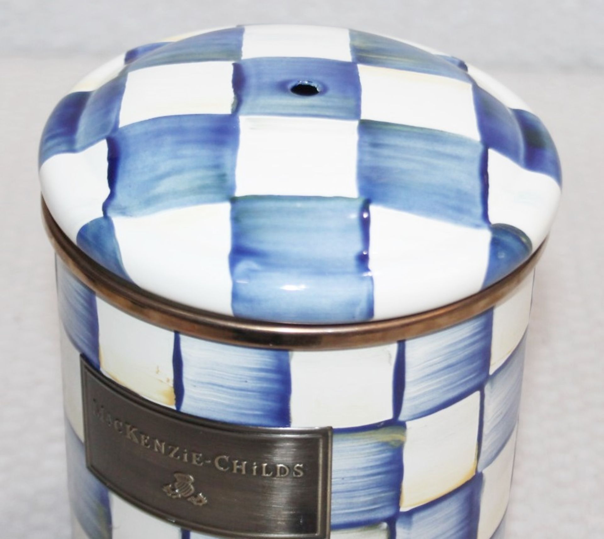 1 x MACKENZIE-CHILDS Handpainted 'Royal Check' Canister - Original Price £104.00 *Read Condition - Image 7 of 7