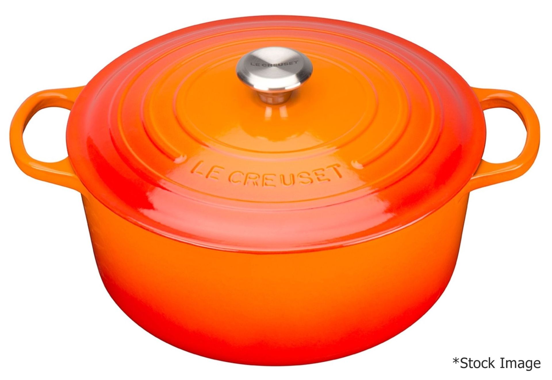 1 x LE CREUSET 'Volcanic' Enamelled Cast Iron Round Casserole Dish With Lid (30cm / 8.1-Litre) - - Image 3 of 13