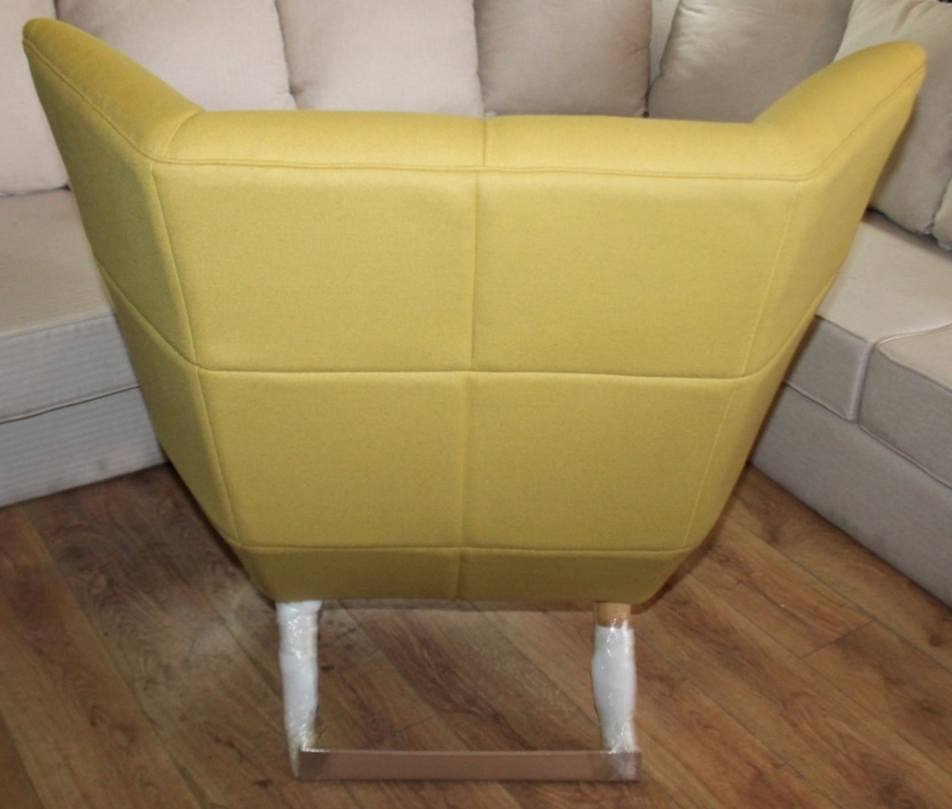 1 x Cashmere 'BLOCK' Upholstered Mid Century-Inspired Designer Lounge Chair - New Stock - Image 3 of 5