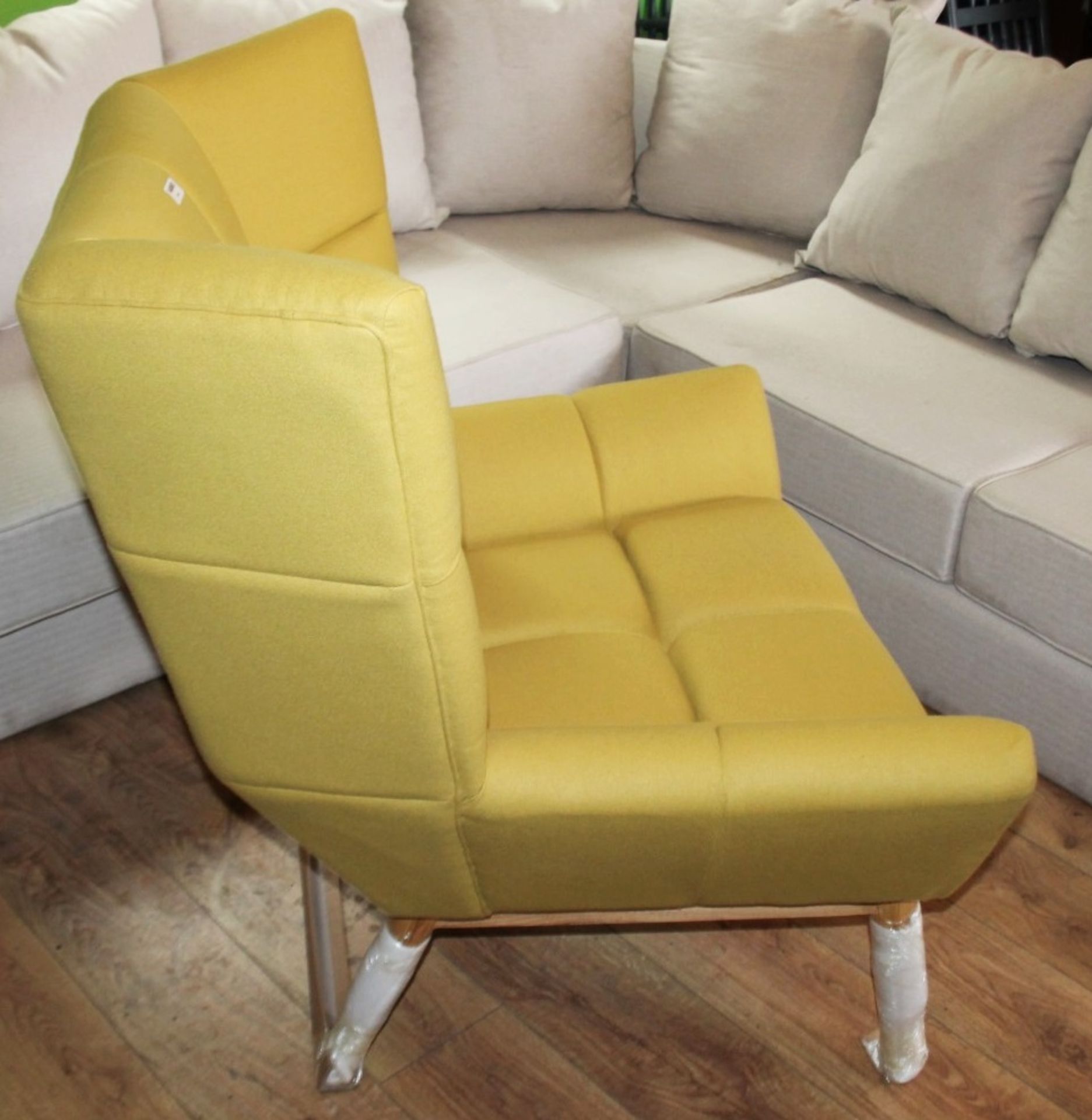 1 x Cashmere 'BLOCK' Upholstered Mid Century-Inspired Designer Lounge Chair - New Stock - Image 2 of 5