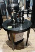 1 x Elegant Round Black Contemporary Table with Glass Top - Dimensions: Diameter 80cm / Height: 70cm