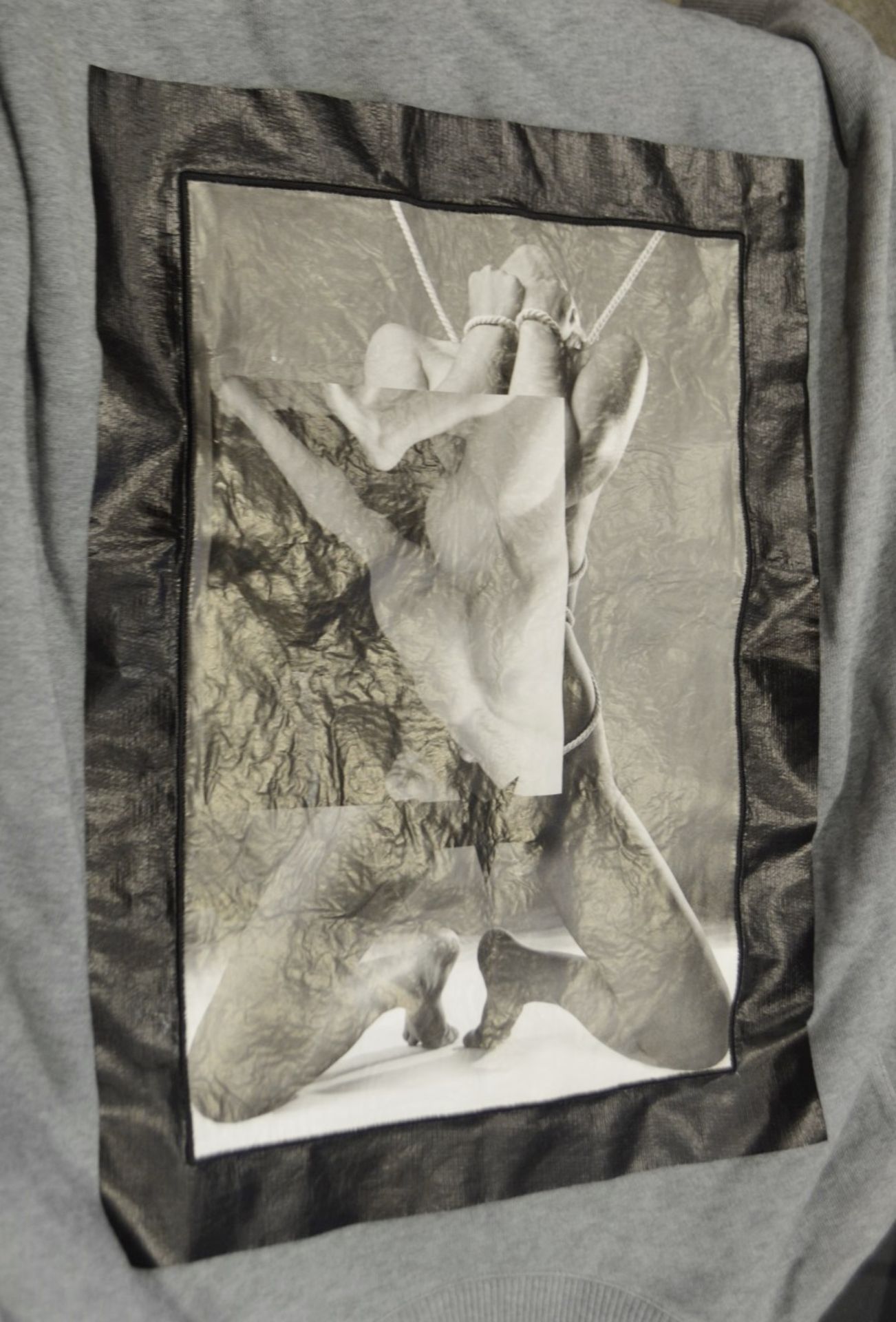 1 x Men's Genuine Givenchy Sweatshirt In Grey With Lambskin Panel On Front With Embroidered Border - Image 2 of 9