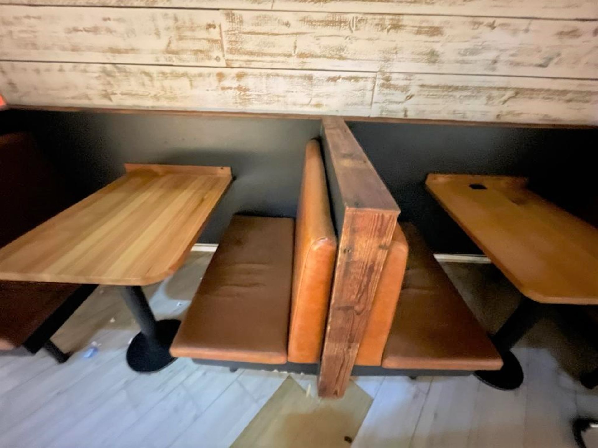 3 x Restaurant Leather Seating Booths With Oak Tables - Includes 4 x Seating Benches Upholstered - Image 4 of 4