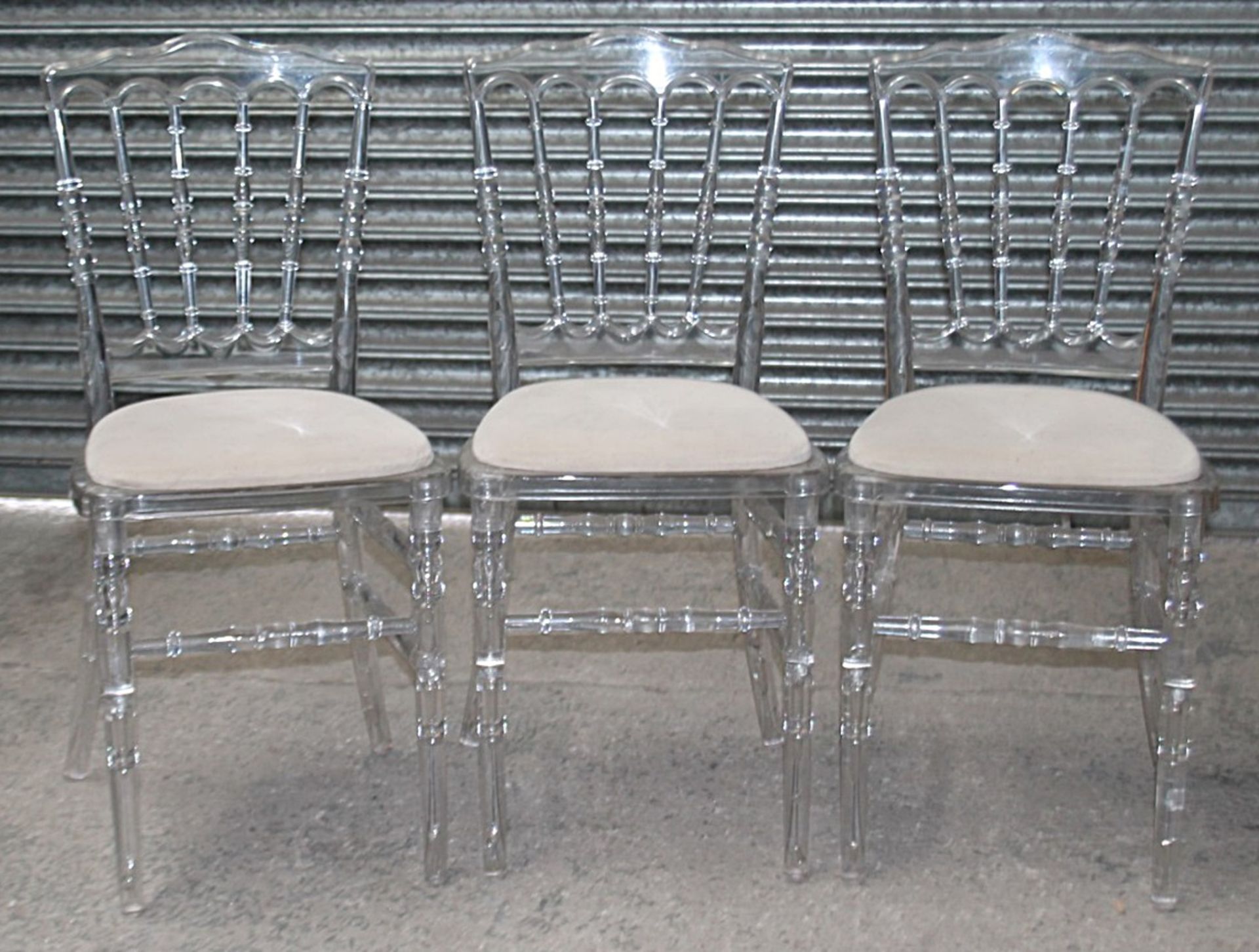 10 x Clear Acrylic Spindle Back Dining Chairs With Removable Seat Pads - Ref: HAS678A - CL011 / G-IT - Image 4 of 10