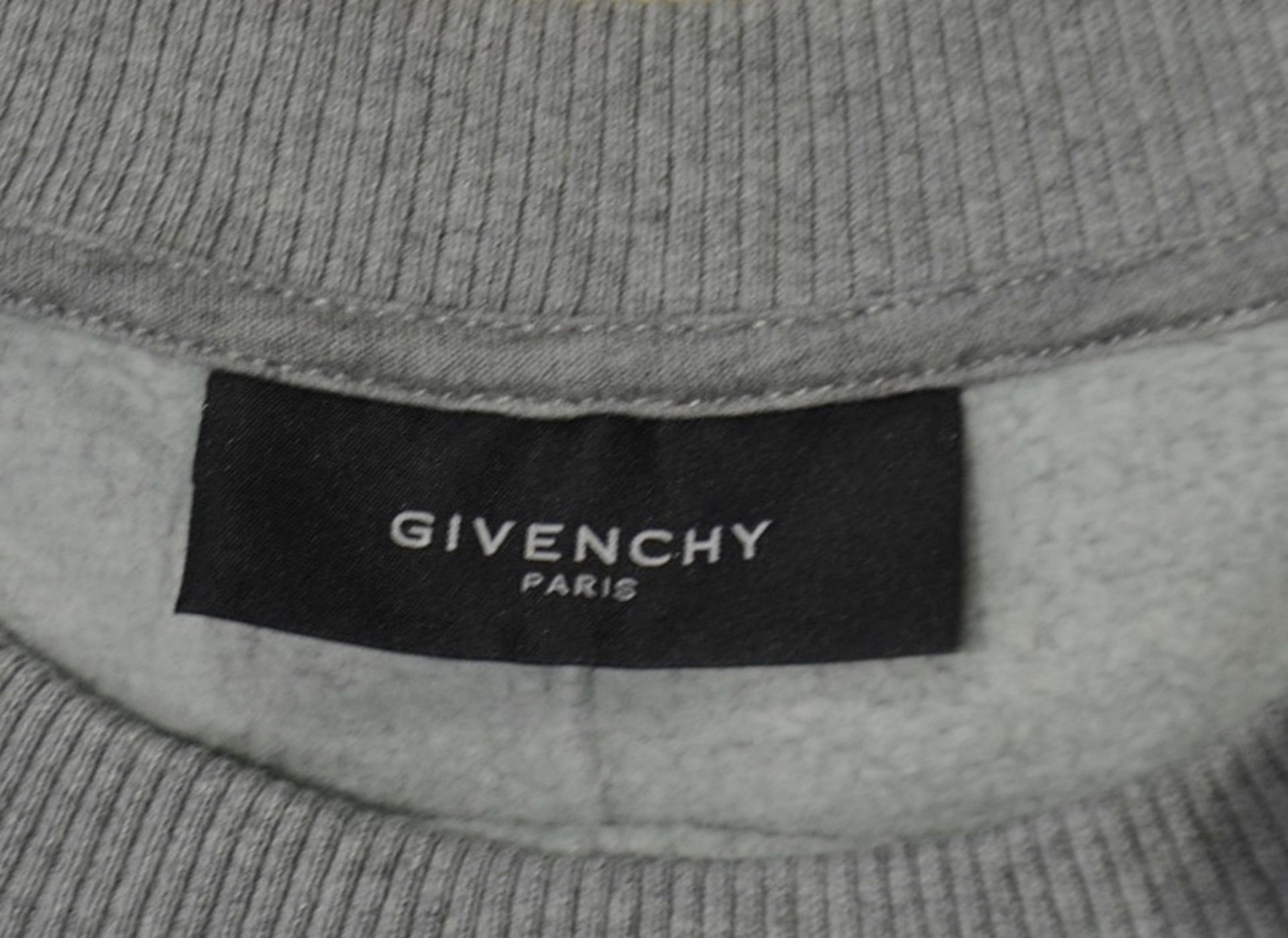 1 x Men's Genuine Givenchy Sweatshirt In Grey With Lambskin Panel On Front With Embroidered Border - Image 6 of 9