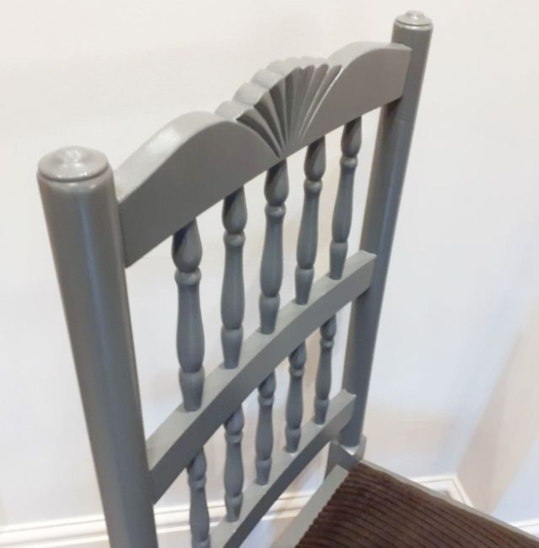 8 x Solid Wood Kitchen Dining Chairs In Grey With Upholstered Seats - NO VAT ON THE HAMMER - Image 3 of 6