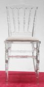 10 x High Quality Clear Acrylic Spindle Back Commercial Dining Chairs With Removable Seat Pads