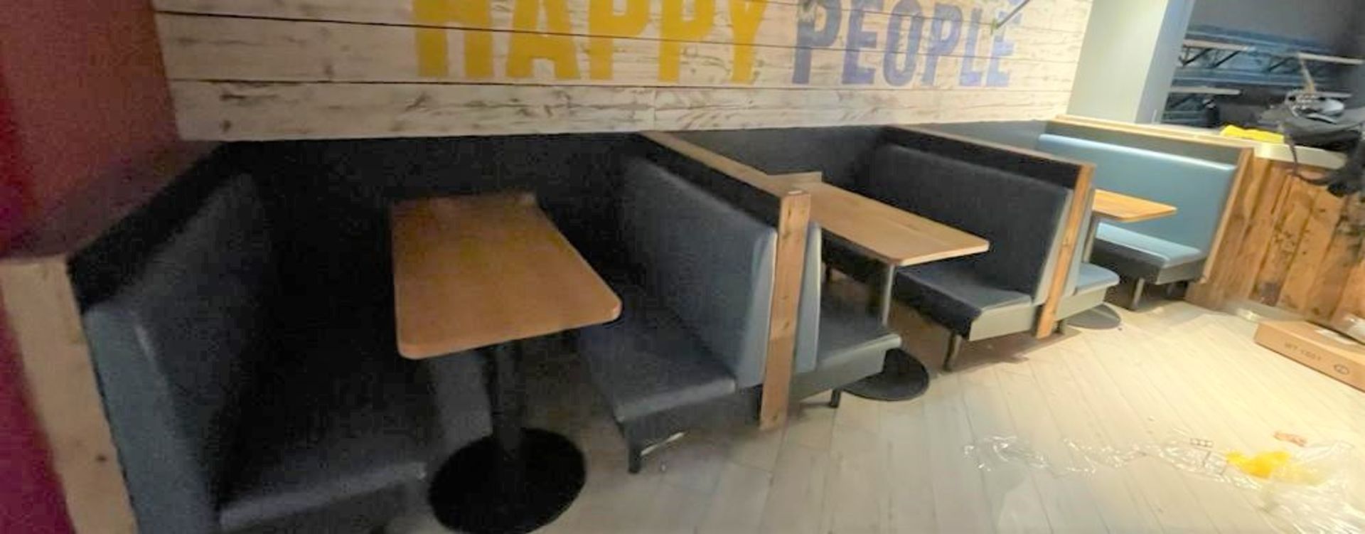 3 x Restaurant Leather Seating Booths With Oak Tables - Includes 6 x Seating Benches Upholstered - Image 2 of 11