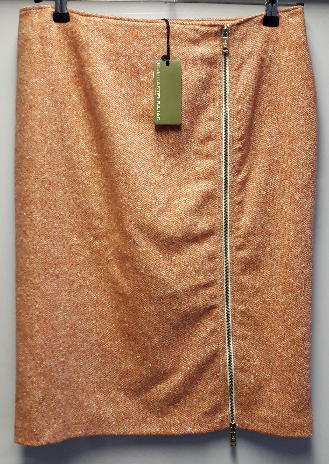 1 x Jc De Castlebajac Paris Tangerine Zipped Pencil Skirt - Size: 46 - Material: Lining 68% Acetate,