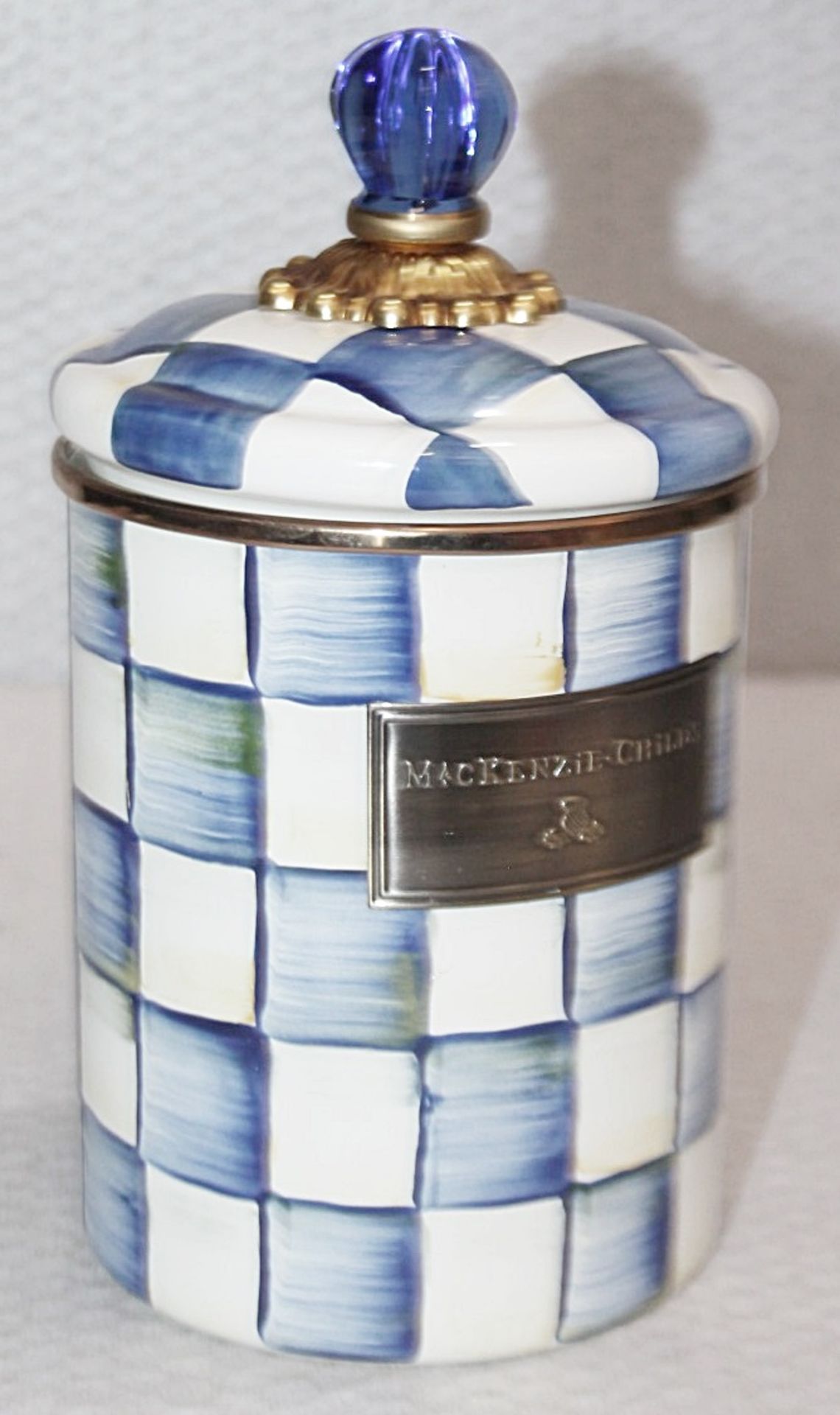 1 x MACKENZIE-CHILDS Handpainted 'Royal Check' Canister - Original Price £104.00 *Read Condition - Image 3 of 7