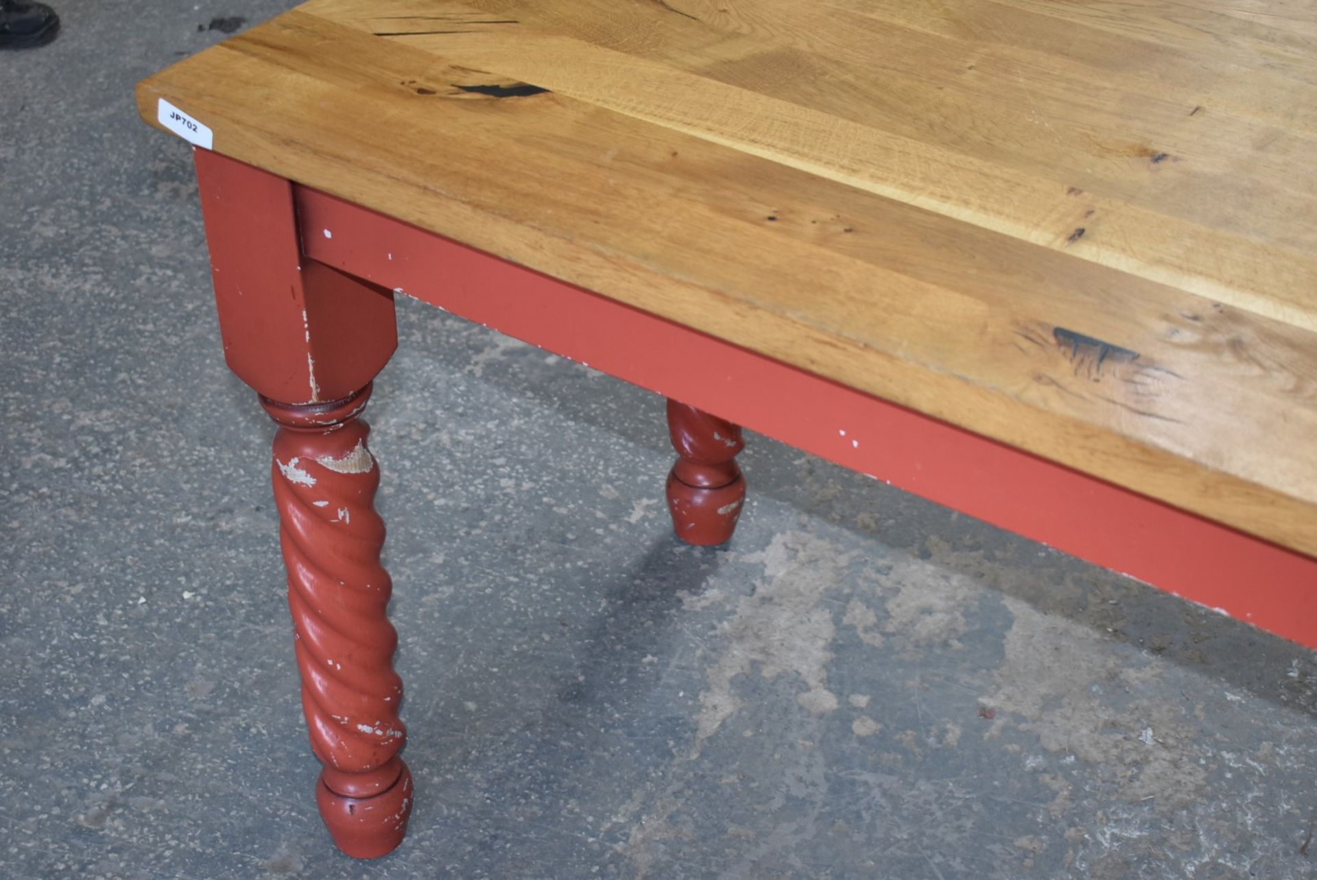 1 x Solid Wood Farmhouse Country Style Kitchen Dining Table With Barley Twist Legs and Two Tone - Image 3 of 5