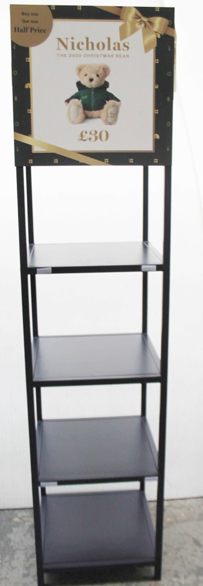 1 x Tall 2.1-Metre Tall 5-Tier Display Unit In Navy Blue Featurnig A Sturdy Metal Frame - Ex-Display - Image 4 of 4