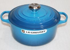 1 x LE CREUSET Marseille Blue Enamelled Cast Iron Round Casserole Dish (24cm / 4.2-Litre) - Original