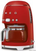 1 x SMEG 'Drip' Filter Coffee Machine In Red - Original Price £199.00 - Unused Boxed Stock