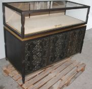 1 x Commercial 3-Door Retail Counter / Illuminated Display Case With A Gun Metal Finish - Ex-Display