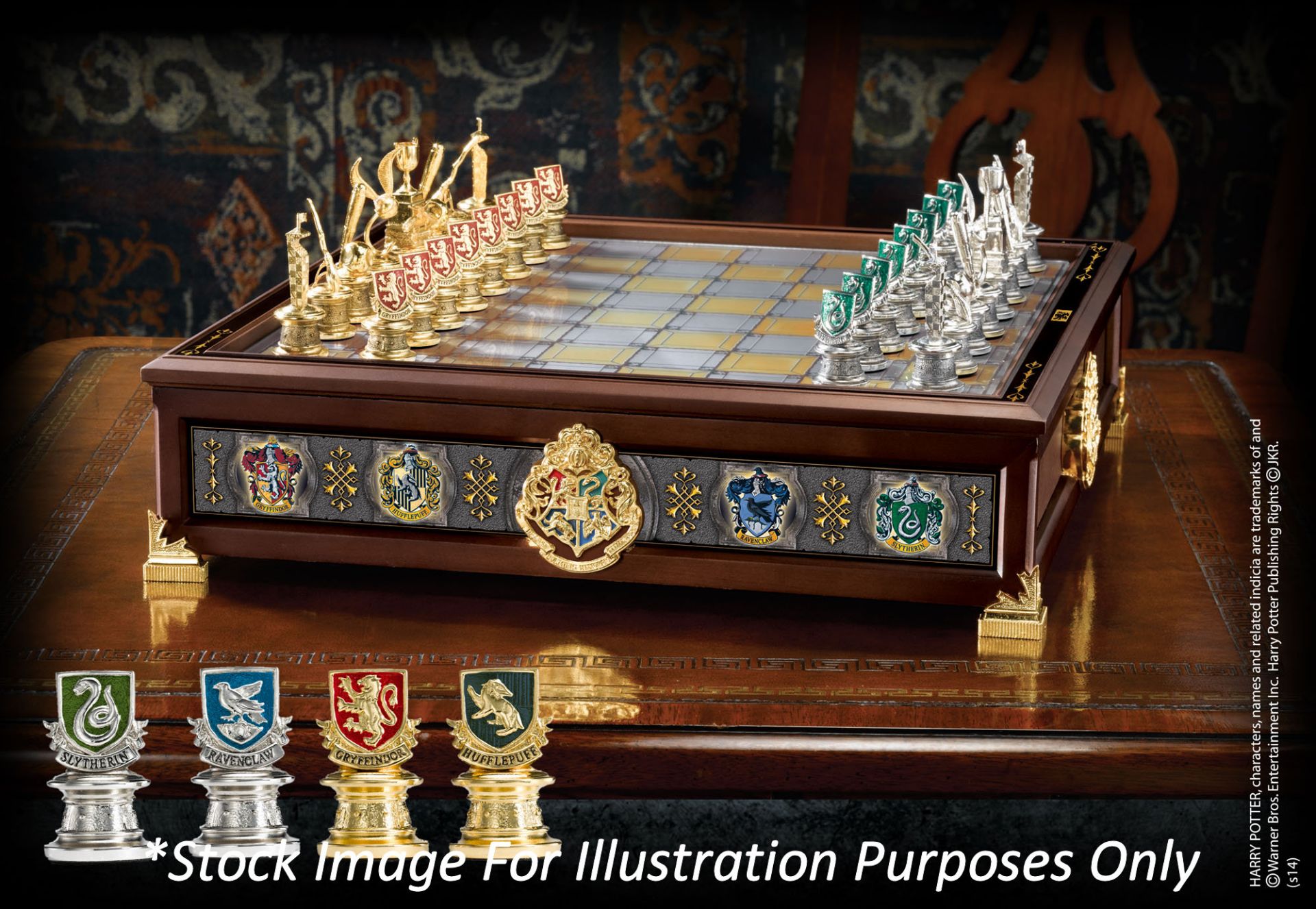 1 x Harry Potter Silver & Gold Plated Quidditch Chess Set by The Noble Collection - New/Boxed