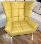 1 x Cashmere 'BLOCK' Upholstered Mid Century-Inspired Designer Lounge Chair - New Stock