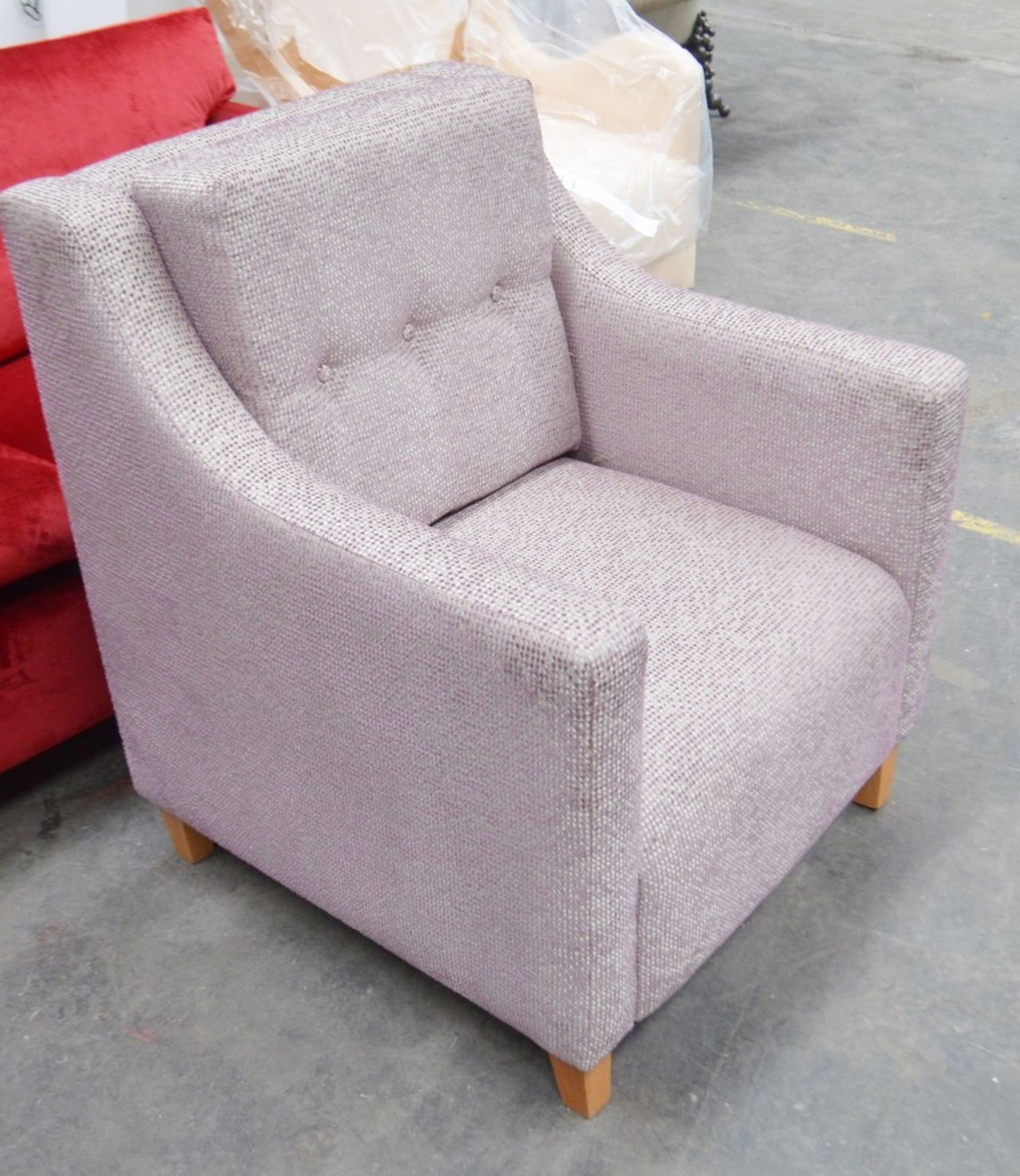 1 x Large Commercial Armchair Upholstered In A Grey & Purple Premium Fabric - Image 2 of 7